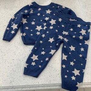 Posh Peanut Blue Knit Sweater Set 18-24 mos